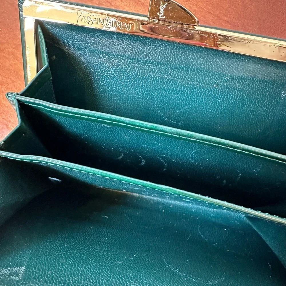 Yves Saint Laurent Green Leather Clutch